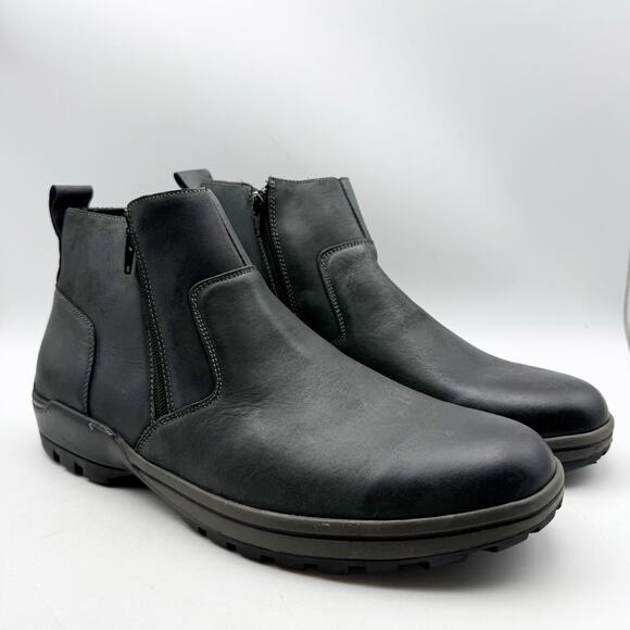 Propet Mens Brock Ankle Boot US 14 M EU 48 Black Leather Dual Zipper EUC main image 9